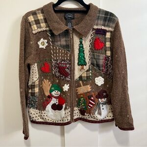Holiday Patchwork Cardigan Sweater